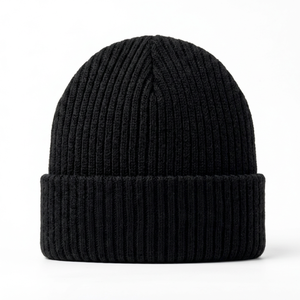 Gorro de Punto Macleo Negro 100% Algodón con Logotipo Bordado, Unisex, Casual, Invierno, 54-56CM - Product Image 1