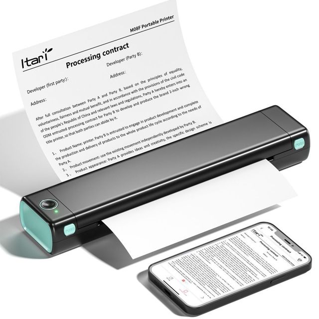 Phomemo M08F A4 Portable Thermal Printer Wireless Inkless Mini Printer for Home Office Travel IOS Android Windows Compatible