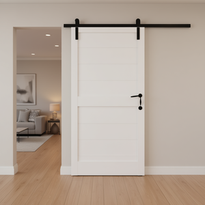 Porte intérieure battante simple en pin blanc 32x42 pouces, style français, avec kit de quincaillerie - Product Image 2