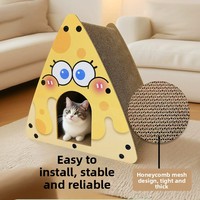 Griffoir triangulaire créatif en forme de fromage pour chat, lit pour chat en carton durable, jouet pour chat toutes saisons avec renforts à vis