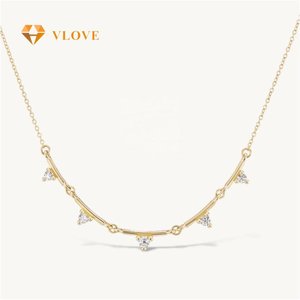 VLOVE produttori di gioielli personalizzati catene belle collane linea spezzata 14K 18K oro vera <span class=keywords><strong>collana</strong></span> di <span class=keywords><strong>diamanti</strong></span> - Product Image 1