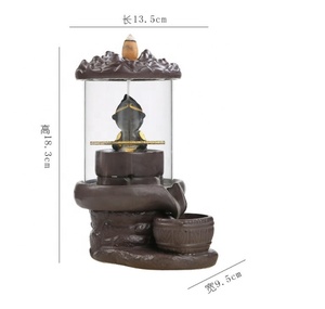 Quemador de incienso de cerámica de arena púrpura con cubierta acrílica de mono fumador de 13.5*9.5*18.3cm, diseño <span class=keywords><strong>Regreso</strong></span> del Rey Mono - Product Image 4