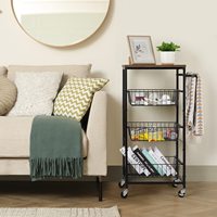 Chariot de rangement utilitaire roulant à 4 niveaux en métal mobile de cuisine avec roues