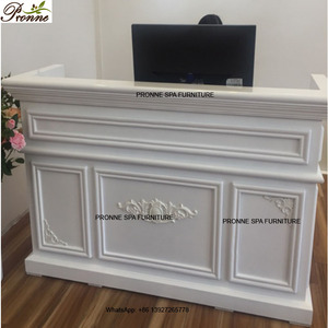 Moderna estación <span class=keywords><strong>de</strong></span> recepción <span class=keywords><strong>de</strong></span> salón <span class=keywords><strong>de</strong></span> <span class=keywords><strong>spa</strong></span>, mostrador <span class=keywords><strong>de</strong></span> recepción <span class=keywords><strong>de</strong></span> madera, color blanco - Product Image 2