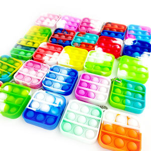Mini Popular Silicone Bubble pop Fidget <b>Key</b> Chain Toy Mini Push Bubble pop Squeeze Toys Rainbow Keychain Bubble Popping Game - Product Image 1