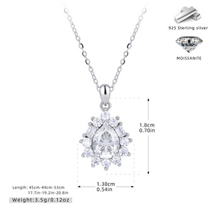 Juego de Collar y Pendientes de Lujo de Plata de Ley S925 <span class=keywords><strong>con</strong></span> Moissanita Corte Pera, Color D, VVS1, Joyería de Moissanita para Mujer, Venta al por Mayor - Product Image 6