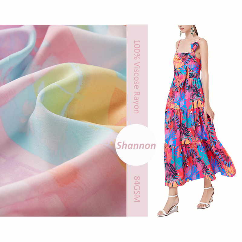 Китайский производитель, оптовая продажа, 100% вискозное плетение, 100% вискоза, поплин, ткань для платья