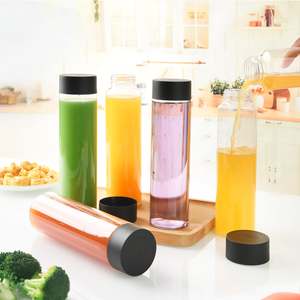 Bouteille d'eau minérale en plastique transparente sans BPA de style Voss, personnalisée en usine, 400 ml, 500 ml, 16 oz, cylindrique, vide, en PET, pour jus et boissons - Product Image 4