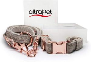 Personalizzata In Oro Rosa Fibbia In Metallo Tweed guinzaglio Del Cane con il collare di Corrispondenza, fatto a mano di Cacca di Cane Supporto del Sacchetto Oro Rosa in <span class=keywords><strong>tessuto</strong></span> tweed - Product Image 2