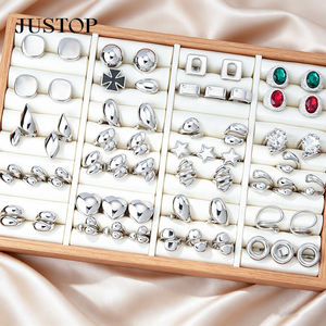 JUSTOP Fashion <b>Rings</b> <b>Set</b> Silver Plated Stainless Steel Unisex Modern Style Daily Wear Jewelry Gift - Product Image 1