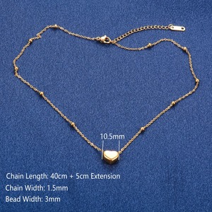 Collar de Cadena con Cuentas y Colgante de Corazón Minimalista de Acero Inoxidable para Mujer, Chapado en Oro, Gargantilla de Metal - Product Image 2
