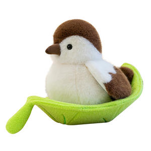 Cadeau pour enfants Techniques lavées Jouet d'oiseau en peluche <span class=keywords><strong>Moineau</strong></span> avec feuilles Trou d'arbre Type d'ours elfe pour le soulagement du Stress - Product Image 5
