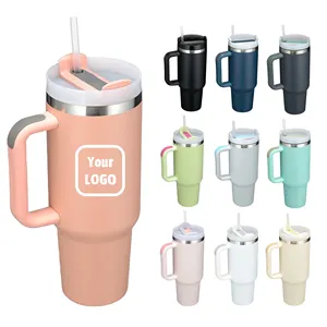 Café Vaso Termico Acero Inoxidable de Doble Pared con Vacío Adventure Quencher Reutilizable Personalizado de 40oz con Asa