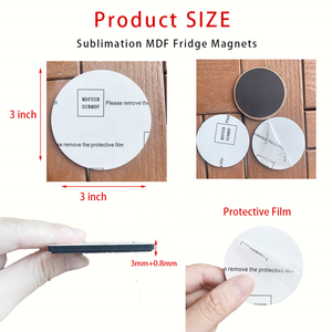 MDFSUB Aimants de sublimation modernes en bois de 3 pouces, vierges, circulaires, pour réfrigérateur, avec <span class=keywords><strong>film</strong></span> protecteur - Product Image 6
