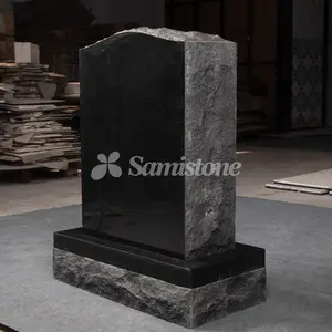 Tomba naturelle de Style américain, <span class=keywords><strong>pierre</strong></span> à tête verticale <span class=keywords><strong>classique</strong></span> en granit noir - Product Image 3