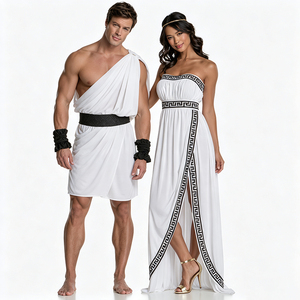 Ensemble de costumes de tunique <span class=keywords><strong>grecque</strong></span> pour couple : Tunique romaine antique à une épaule pour homme et robe longue de déesse <span class=keywords><strong>grecque</strong></span> sans bretelles pour femme, pour adultes, Halloween - Product Image 1