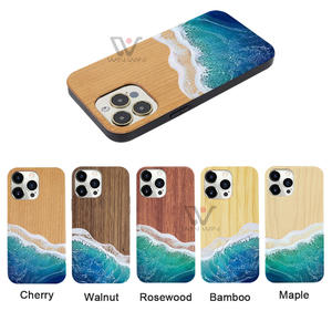 Coque arrière en cuir PU grain de bois naturel Coque de téléphone en bois TPU Housse pour iPhone 15 Pro Max Housse de téléphone pour <span class=keywords><strong>Samsung</strong></span> - Product Image 3