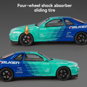 Modelo de Coche de Aleación Fundida a Presión a Escala 1/18, GTR R34, Juguete Coleccionable, Figura de Coche Deportivo Skyline - Product Image 4