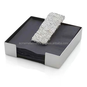 Porte-serviettes en métal moderne avec finition revêtue d'or Idéal pour la cuisine à domicile Décoration et organisation de table élégantes - Product Image 3