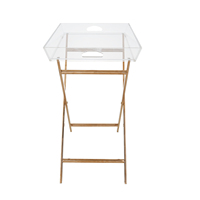 Table basse pliante en acrylique avec plateau transparent et base en acier inoxydable, design moderne, personnalisable, meuble multifonctionnel pour salon