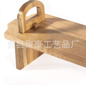 Plateau de service en bois d'acacia Juhao Crafts 33x33x2cm, double poignée, style occidental, pour présenter steak, gâteau, pain - Product Image 3