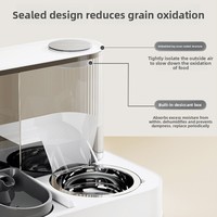 Distributeur automatique de nourriture et d'eau pour animaux de compagnie en plastique pour chats et chiens, rechargeable électriquement, design 2-en-1 arrondi anti-déversement