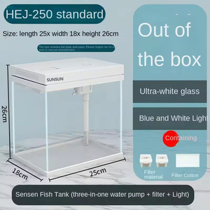 Groothandel 30CM 38CM 48CM Ultra Helder Glazen Bureau Smart <span class=keywords><strong>Aquarium</strong></span> Visbak met Waterpomp Topfilter Temperatuurweergave - Product Image 6