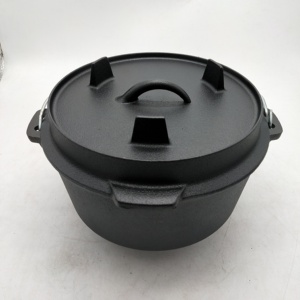 Four hollandais d'extérieur Four hollandais pré-assaisonné <span class=keywords><strong>en</strong></span> <span class=keywords><strong>fonte</strong></span> <span class=keywords><strong>noire</strong></span> de haute qualité 8L Cuisine de camping avec prêteur - Product Image 4