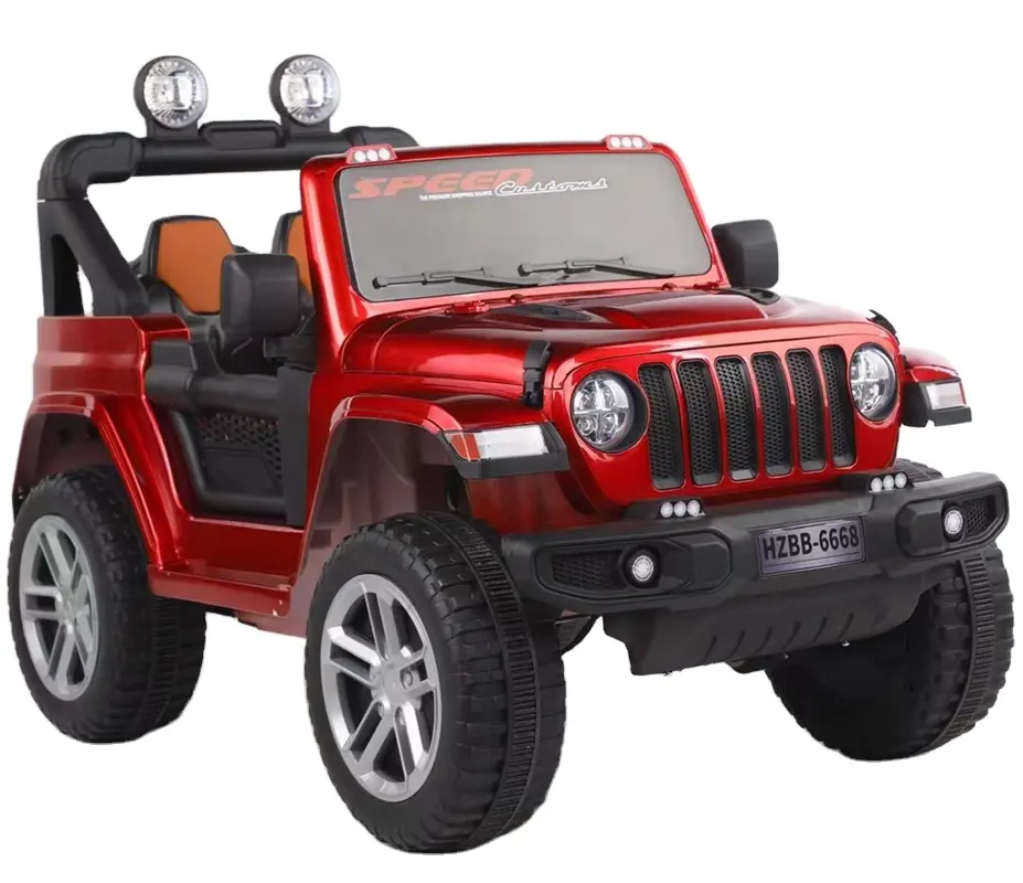 The two seater children's electric toy car can sit in a variety of colors of off-road vehicles