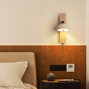 Lámpara de Pared Estilo Wabi Sabi, Madera Maciza, Luz LED, Decorativa para Dormitorio o Sala de Estar - Product Image 2