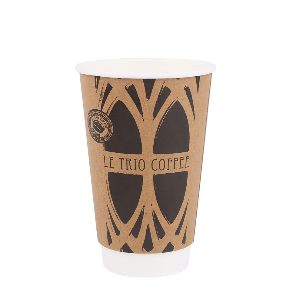 Cafe Milk Tea Shop 6oz 8oz 12oz single double walls brown kraft custom paper cups for hot coffee