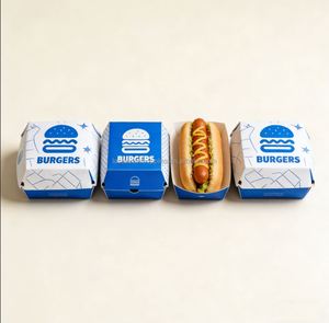 Boîtes en papier personnalisées pour hamburgers, frites, ailes de poulet frites, emballages pour collations à emporter, contenants pour la restauration rapide, boîte à emporter pour hamburgers et poulet - Product Image 4