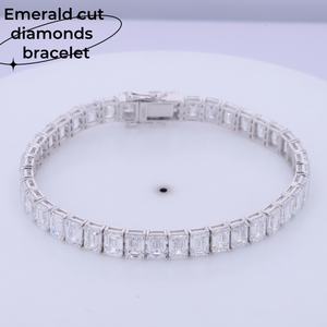 4X6MM 0.65Ct Lab Diamonds Tennis Bracelet 10K 14K Oro sólido Lab Diamonds Emerald Cut Bracelet Def Vs Brazalete de diamantes sueltos - Product Image 1