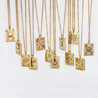 Collier Pendentif Populaire en Acier Inoxydable Plaqué Or pour Femme, Motifs Cœur, Soleil, Lune, Étoile de la Mort, Carte de Tarot – Idéal Cadeau Tendance