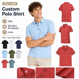 Polo personnalisé pour homme, 220g, nylon et élasthanne, manches courtes, couleur unie, boutonné, décontracté, ODM OEM - Product Image 1