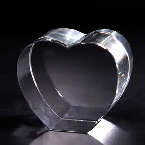 High Quality K9 Blank Crystal Trophy Paperweight Blanks Heart Shaped Crystal Cube For Decoration