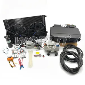 Elektrik tipi oto kompresör Assy oto klima sistemi evrensel araba AC sistemi tüm set AC parçaları sistemi