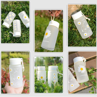 Offre Spéciale 500ml marguerite bouteille d'eau en plastique Sports de plein air tasse d'eau voyage tasse d'eau Portable tasse avec corde