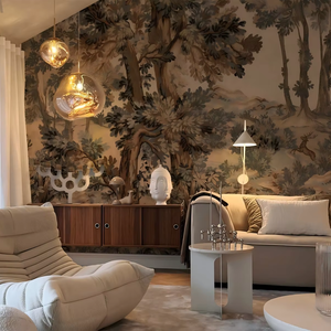 Papier peint mural paysager neutre beige pour espaces de vie contemporains - Product Image 1