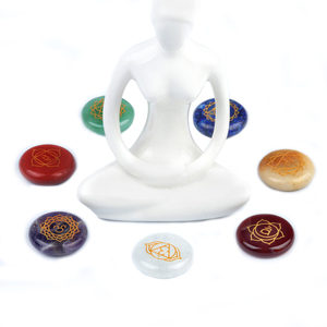 7-Piece 25mm Usui Reiki Symbols <strong>Engraved</strong> <strong>Chakra</strong> Healing Crystal Set Positive Energy Gemstone Carved <strong>Stone</strong> Collection - Product Image 4