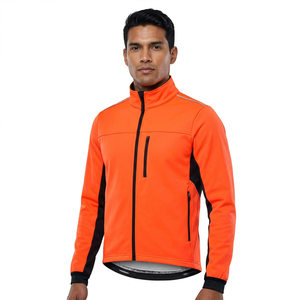 SPRINT SPORTS Custom Logo <b>Men's</b> Orange Full Sleeve Windproof <b>Cycling</b> <b>Jacket</b> Color Blocked Polyester Thermal Sport <b>Jacket</b> - Product Image 1