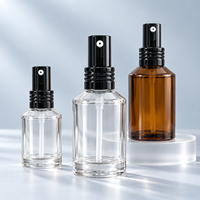 Bouteilles en verre cosmétiques noires ambrées en gros, pots en verre 15g 30g 50g, flacons vaporisateurs de sérum et lotion en verre 30ml 50ml 100ml