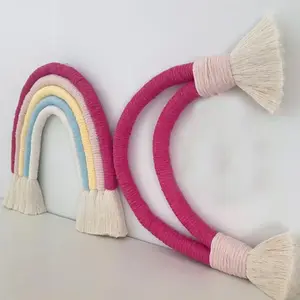 INS Modern Handmade Moon Macrame Gewebte Kinder Kinder Baby Hogar Zimmer Wand kunst Dekor Hängende Kleiderbügel Wandteppiche