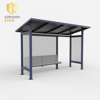 Shelroden Abribus à structure métallique en acier solide Style ouvert simple avec banc pour passagers Solution élégante de panneau d'affichage