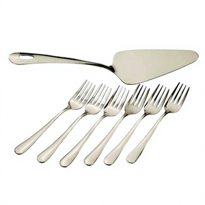 Serveur à gâteau avec fourchette 1 pièce Spatule à gâteau en métal écologique Coupeur de dessert Trancheuse Serveur à tarte pour gâteau Dessert - Product Image 1