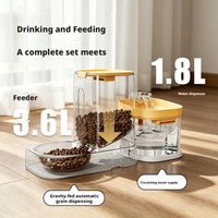 Bol en plastique pour chiens/chats avec distributeur automatique d'eau et de nourriture intégré, bassin anti-fuite pour usage intérieur/extérieur