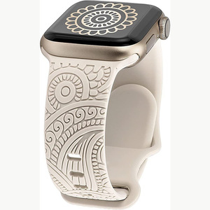 Art <span class=keywords><strong>Radium</strong></span> แกะสลักลายนูนรูปแบบซิลิโคนนาฬิกาสําหรับ Apple <span class=keywords><strong>Watch</strong></span> Series 6 7 8 9 สายเปลี่ยน - Product Image 4