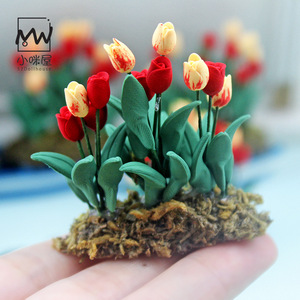 Xiaomiwu casa de muñecas accesorios modelo en miniatura accesorios de tiro arcilla suelo tulipán K125 - Product Image 5
