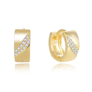 AGUC2674-GOLD affascinanti orecchini di diamanti rotondi placcati in oro da donna - Product Image 1