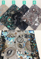 Tissu brodé de sequins étoiles et lune cosmiques en maille noire et argentée, plusieurs couleurs, en stock, livraison rapide USA Europe Moyen-Orient